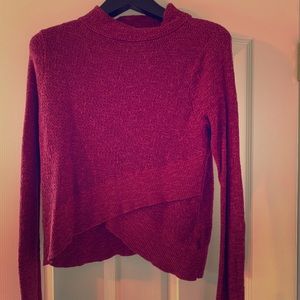Free People Wine Red Boho Wrap Sweater
